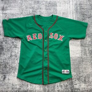 Boston Red Sox Jersey Youth XL Green St Patricks Day Y2K Majestic MLB Blank